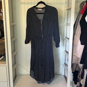 Blue polka dot 3/4 sleeve dress